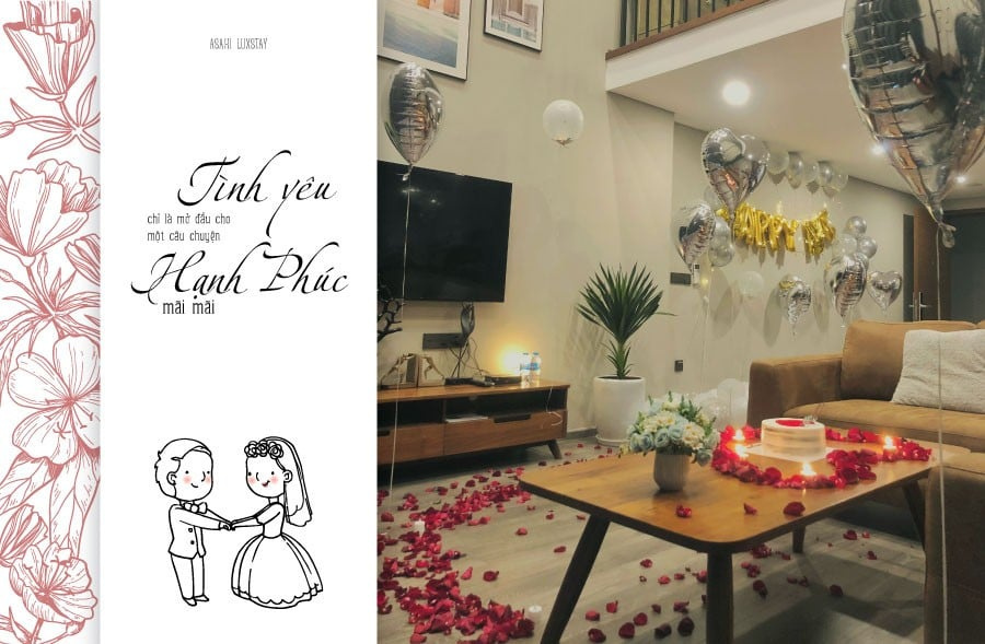 Khám phá set tiệc decor tại Asahi Luxstay